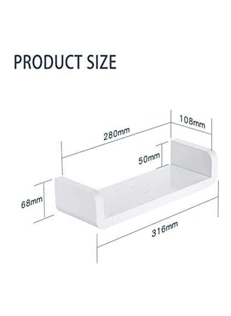 Bathroom Shelf, Self Adhesive No Drilling Wall Mounted Shower Rack, Removable Plastic Over Sink Decor Shelf Organizer for Shower, Kitchen, Bedroom, Toilet, 12.5 Inch - Image 2